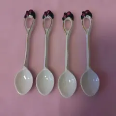 装飾付き陶器スプーン4本セット