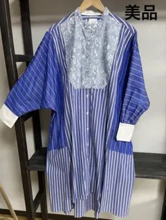 ローズバッド okiraku ランダムストライプ ドッキング シャツワンピース