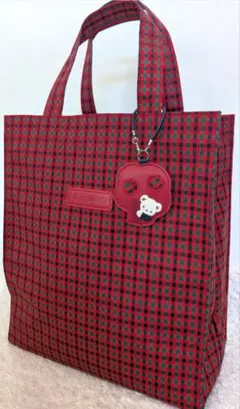正規品・早い者勝ち】 ファミリア トートバッグ ギンガムチェック 赤