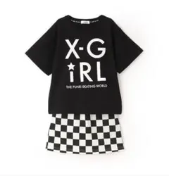 新品未使用 130cm エックスガールステージス ロゴTシャツブロック柄スカート