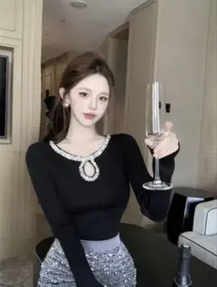 ビジューニット 韓国 ワンホン