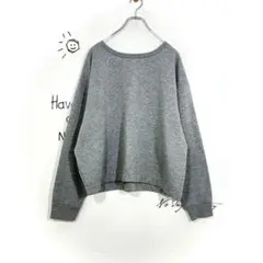 ZARA W&B シンプル クルーネック スウェット 裏起毛 グレー L