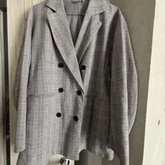 GU チェック柄 ダブルブレストジャケット M