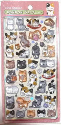 正規品　和柄　猫　ボンボンドロップシール