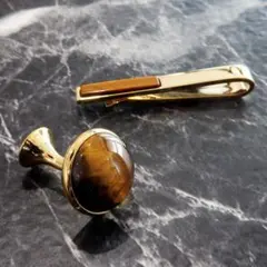 大幅値下げ★カラー2色★高級品★天然石タイガーアイ★カフスボタン&ネクタイピン