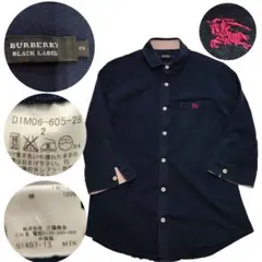 BURBERRY BLACK LABEL ネイビー ポロシャツ 七分袖 サイズ2