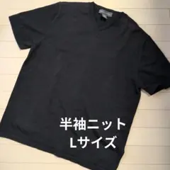 BANANA REPUBLIC Vネック 半袖ニット ブラック Lのサムネイル