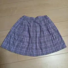 GU　パープル チェック柄 プリーツミニスカート　130㎝　ジーユー