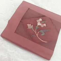 K108 名古屋帯 花 茶紫