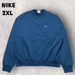 NIKE ナイキ スウォッシュ 刺繍ロゴ スウェット トレーナー ブルー 2XL