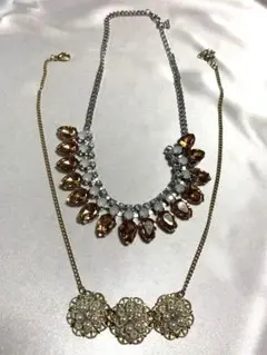 チョーカー２点セット　ゴールド　イミテーションパール　ビジュー