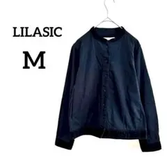 【リラシク】ジャケット ブラック M ノーカラー 刺繍 羽織 コットン オシャレのサムネイル