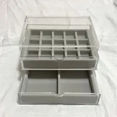 【無印】重なるアクリルケース2段フタ付引出・専用ベロアケース付