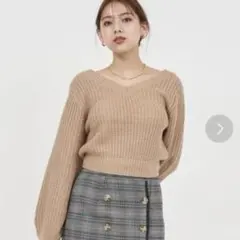 ロイヤルパーティー　Vネック リブ編みセーター