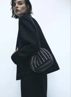 ZARA スタッズ ソフト バケットバッグ　ショルダーバッグ