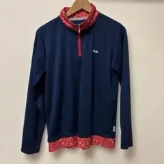 FILA ハーフジップ 長袖 トップス ネイビー/レッド
