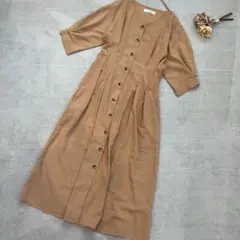 フレームスレイカズン シャツワンピース ロングワンピース 七分袖 フリーサイズ