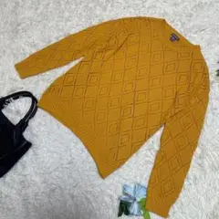 極美品　エディーバウアー　メッシュニット　からし色　コットン　手洗い可能　M