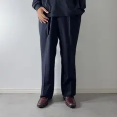 90s Burberrys ウール 2タックワイドスラックス ダークネイビー