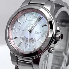 シチズン クロスシー 電波ソーラー シェル文字盤 ローマン レディース ジャンク