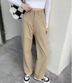 ストレートデニムパンツ ベージュ