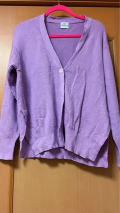 coen パープル 長袖カーディガン ボタン付き