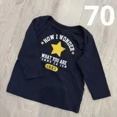 COMME CA ISM ネイビー 長袖カットソー 70