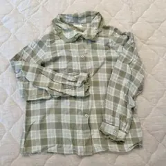 【アプレジュール】フリルカラーチェック柄長袖ブラウス大きいサイズコットン100%