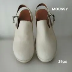 MOUSSYホワイトウッドソールクロッグサンダルsize L 24cm
