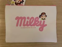 韓国ダイソー　ペコちゃん　ホワイト ピンク　2022 限定ポーチ　19×14cmのサムネイル