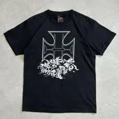SHOOT スカル クロス 両面プリントTシャツ 半袖 パンク ロック 黒 M