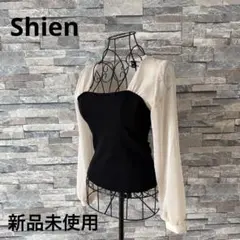 shein 新品未使用　ブラック・ホワイト 長袖トップス　シャツ　ブラウス　M