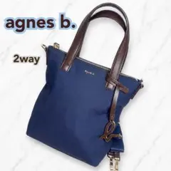 極美品アニエスベー 2way ミニトート チャーム ショルダーバッグ バイカラー
