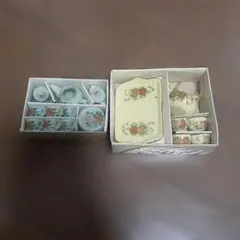 超ギリギリお値下げ、ミニチュアティーセット 花柄 陶器製