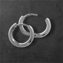 シルバー フープ型 ピアス 中型 2個セット ステンレス