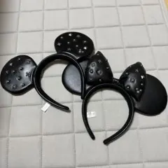 ブラックレザー風ミッキーミニーカチューシャセット