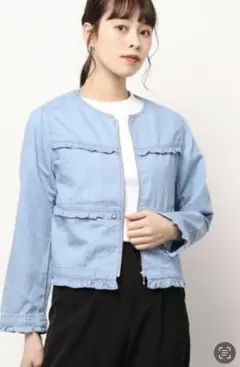 UNIVERVAL MUSE 新品ライトブルーデニムノーカラージャケット
