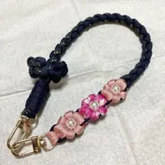 推し活ピンク 桜 スマホストラップ ハンドストラップ パラコード ハンドメイド
