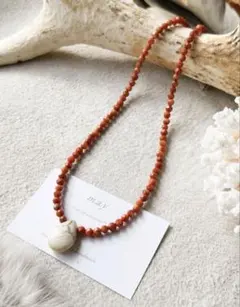 天然石オレンジ系ペンダントネックレス