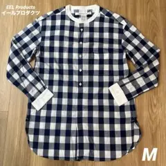 EEL Products イールプロダクツ チェック　シャツ　バンドカラー　Mのサムネイル