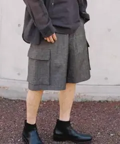 LINEN WOOL PINHEAD SHORTS