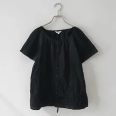 HusHusH ハッシュアッシュ(L)レース コットン 半袖ブラウス 黒のサムネイル