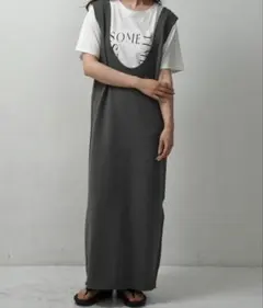 ロングニットベスト グレー Vネック