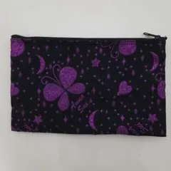 ANNA SUI(アナスイ)　フラットポーチ　バタフライ柄　ブラック/パープルのサムネイル