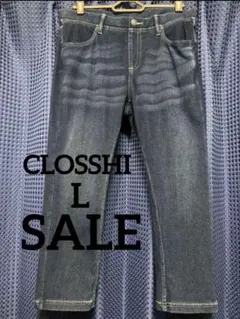 【夏物限定SALE】CLOSSHI ウエストゴム デニム風 クロップドパンツ