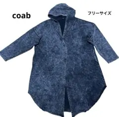coab フード付きロングコート　黒　フリーサイズ