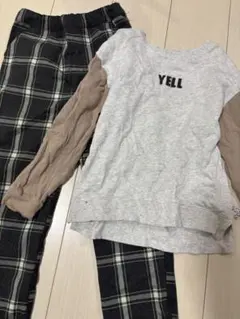 petit main 長袖カットソーとチェックパンツ 130