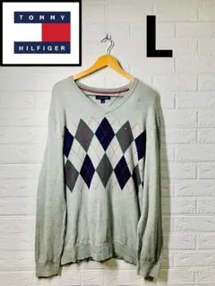 USA TOMMY HILFIGER アーガイル柄セーター L