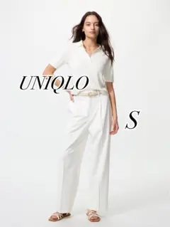 【UNIQLOユニクロ】タックワイドパンツ、ホワイト、Sサイズ【完売人気品】