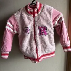 ピンク フリースジャケット Rロゴ付き　リバーシブル　女の子110cm